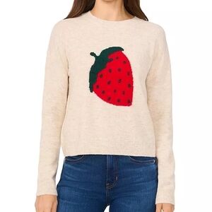 3/$20 DEAL CeCe Cream Sweater with Red Strawberry Design